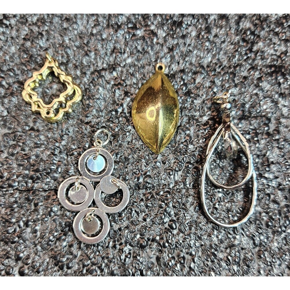 Set of 4 Vintage Gold & Silver Tone Metal Pendants